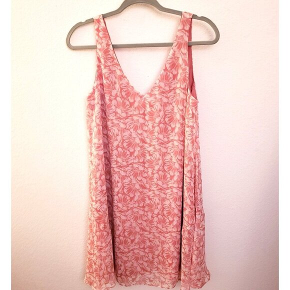 Charles Henry V Neck Pink Floral Printed Flutter HemDress Size 4-5/Small EUC - Picture 1 of 8